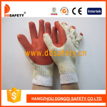 Red Rubber Coated Cotton Gloves with Competitive Price (DCL301)